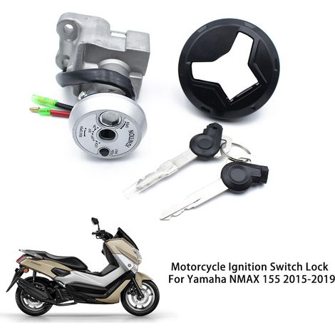 Complete set of locks for ignition switch and fuel tank cap of Yamaha NMAX 155 motorcycles manufactured between 2015 and 2019.
