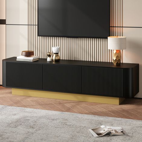 Mobile TV 170x40,5x47 cm in MDF nero, 3 ante, contenitore per soggiorno – MEUBLIV (1/5)