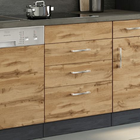 Armoire de cuisine pour plaque cuisson Sorrella 3 tiroirs -