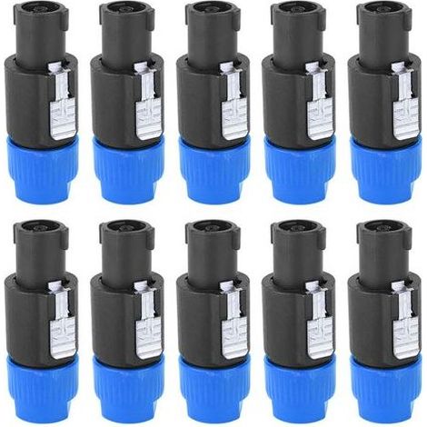 Connecteur de haut-parleur audio 10pcs C NL4FC Connecteur de câble de bougie Speakon (bleu) étanche à 4 broches (bleu) (1/5)