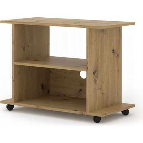 Meuble TV Commode TV Yogi couleur artisan 60x80x40cm (HxlxP) 2étagères avec roues design moderne (1/4)