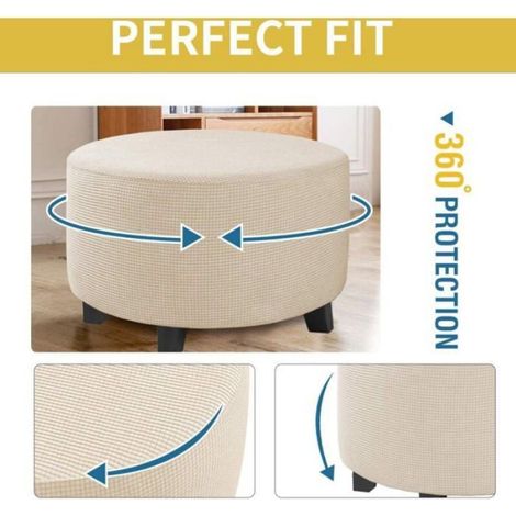 1 Housse de pouf extensible,jacquard,antitaches,salon,chambre (1/5)