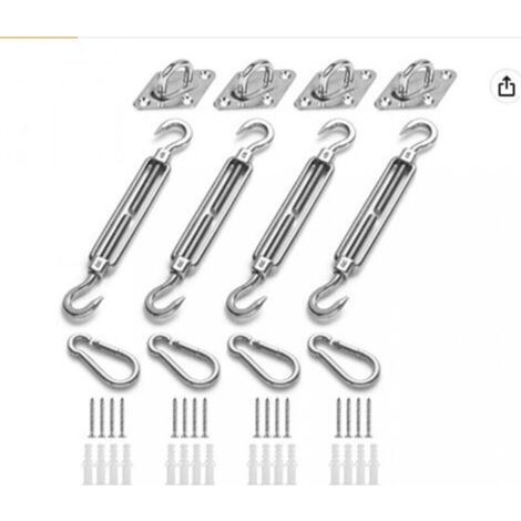 Shade Sail Fixing Kit, Stainless Steel Sun Shade Sail Fixing Kit for Triangle and Square, Rectangle, Sun Shade Sail Mounting Accessories, Fixing Kit for (1/3)