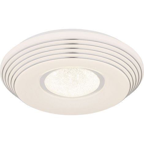 Plafoniera a LED telecomando dimmerabile lampada da soggiorno cristalli plafoniera effetto stella, CCT, metallo, LED 24W 1500Lm bianco caldo, DxH 39x7 cm