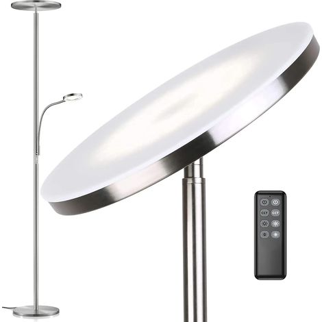 Anten Lampadaire sur pied salon avec liseuse, nicke 30W Lampe sur pied dimmable avec télécommande, 3 couleur de lumière + Luminosité réglable, Lampadaire led brillants pour salon bureau (1/5)