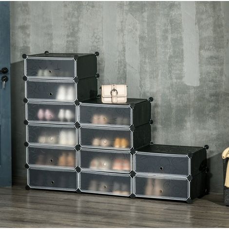 mobile contenitore 94x37x108 cm scarpe modulare nero OKMYHOME (1/4)