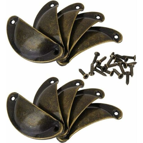 Boutons de Porte Lot de 10 Poignées Boutons de Meuble Vintage Boutons de Tiroir Metal Coquille et Bouton de Meuble pour Placards Armoire Commode Tiroirs (Laiton Antique) (1/4)