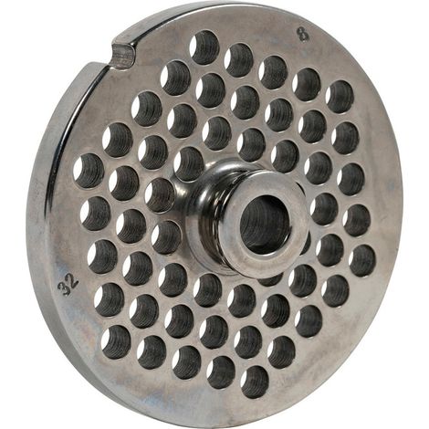 Grille hachoir à viande 8 mm – Acier C55 – Diamètre 99 mm – Épaisseur 9-10 mm – Compatible hachoir N°32 – Reber