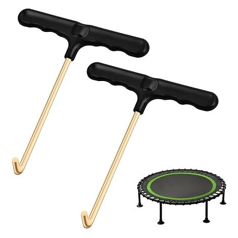 2 Pieces Trampoline Spring Pull Tool, Metal T-Hook Hand Tool, Trampoline Spring Peg T-Hook Extractor for Jumping Tent Trampoline (1/5)