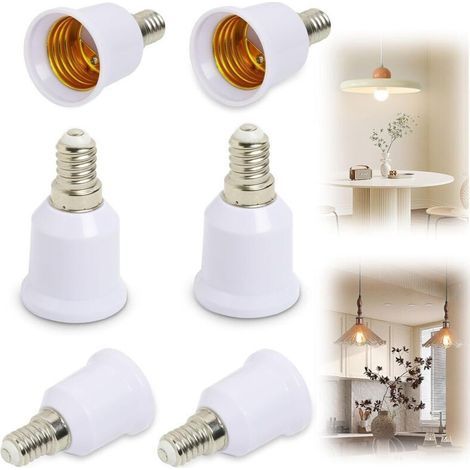 Lot de 6 Adaptateurs de Douille E14 vers E27, Convertisseur Pratique pour Ampoules LED Incandescentes Halogènes, Adaptateur de Culot Douille E14 vers E27, Facile à Utiliser (1/4)