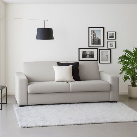 Talamo Italia Sofá fijo Rosanna, Gran Sofá de 2 plazas, 100% Made in Italy, Sofá de salón en tela tapizada, con reposabrazos estándar, Cm 200x95h90, Gris y Antracita, con embalaje reforzado (1/5)