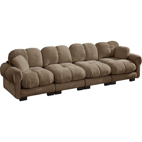 Sofá modular marrón de chenilla 330 x 86 x 90 cm MODENUIT (1/5)