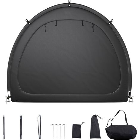 Tente de rangement pour vélos, capacité 4 à 5 vélos, extérieur spacieux avec fenêtre ventilée, imperméable en forme d'éventail, fibre de verre haute résistance, double porte, adaptée aux bicyclettes. (1/5)
