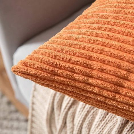 Dekorativer Samtkissenbezug, weicher Kissenbezug für Sofa, Wohnzimmer, Couch, 2er-Set, 45 x 45 cm, Orange (1/4)