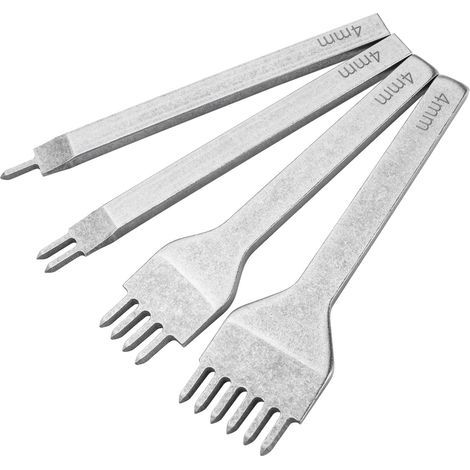 4PCS Outils de Couture de Poinçon de Trou en Cuir 4mm Poinçon de Couture à Griffes en Acier DIY Cuir Kit Outils Perforatrice 1/2/4/6 Dents Pour Sew Artisanat Ceintures Toile Papier (1/5)