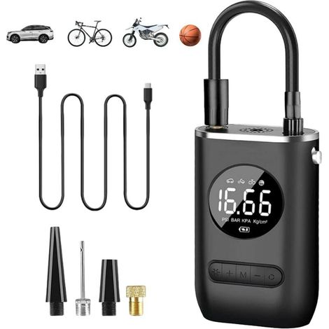 Gonfleur- Compresseur à Air Portatif, 4000mAh, LCD Numérique, 150PSI Type-C (1/5)