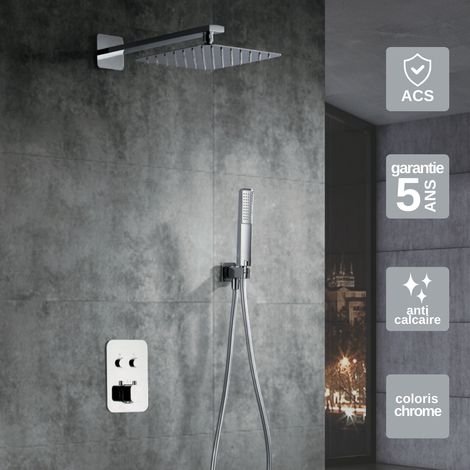 Colonne de Douche Encastrée avec Mitigeur Thermostatique chromé anti-calcaire - Design Moderne - MADEIRA IMEX