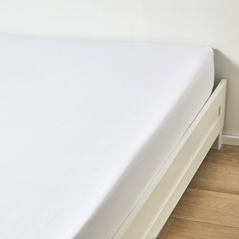 Drap housse Satin Blanc 140x190 cm (1/2)