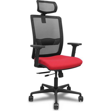 Silla Haches traslack malla negra asiento bali rojo brazos 2D ruedas 65mm cabecero regulable