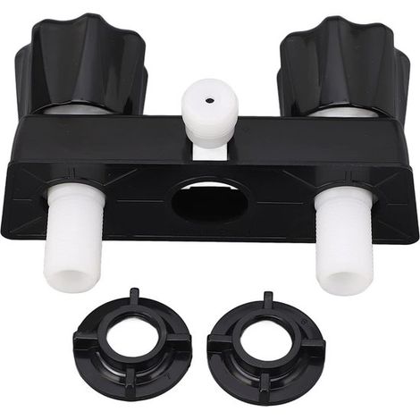 Grifo mezclador de ducha con 2 asas - Mezclador de ducha negro para baño de autocaravana - Fácil instalación y control de temperatura (1/5)