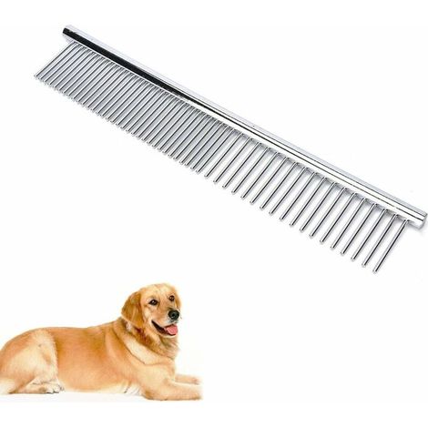 Peigne de Toilettage, Peigne pour Chien en Acier Inoxydable, Peigne pour Animaux Domestiques pour Chiens à Poils Longs Barber Outils de Toilettage (1/5)