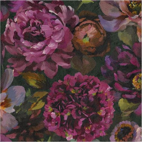 Floral Peony Wallpaper Pink Purple Black Paste The Wall Vinyl Botanical