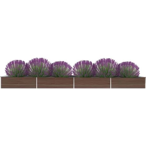 Lit surélevé de jardin-Jardinière surélevée-Bac de jardin surélevé Acier galvanisé 600x80x45 cm Marron (1/5)