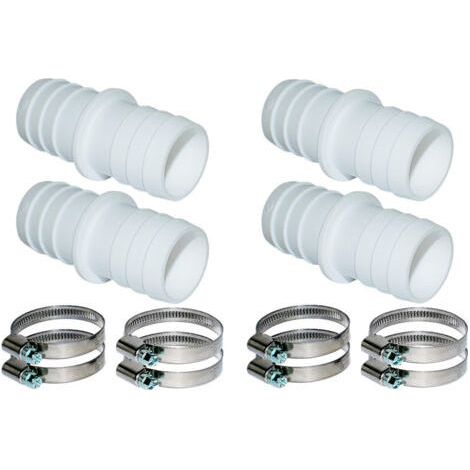 4-piece swimming pool connector adapter, swimming pool hose connector, Ø 32 mm to 38 mm, swimming pool hose connection kit, with 8 hose clamps, suitable for swimming pools and gardens (1/4)