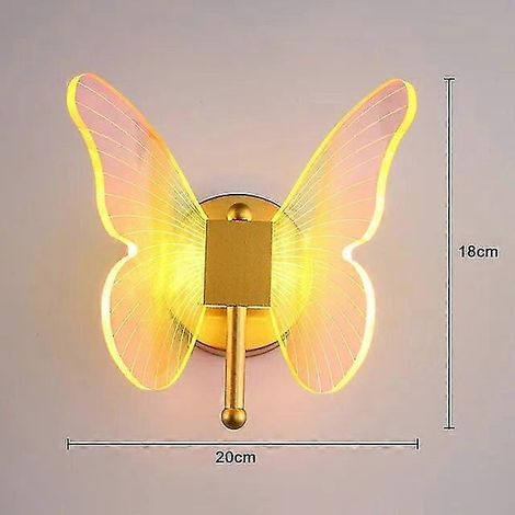 Applique murale LED papillon, lampe de chevet, éclairage intérieur pour chambre à coucher ou salon, luminaire d'ambiance (B-Or, lumière naturelle) (1/4)