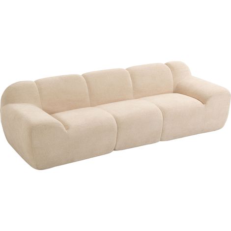 Canapé 3 Places 233 cm, Canapé Salon en Chenille Moderne avec Assise Profonde, Accoudoirs Larges, Beige (1/5)