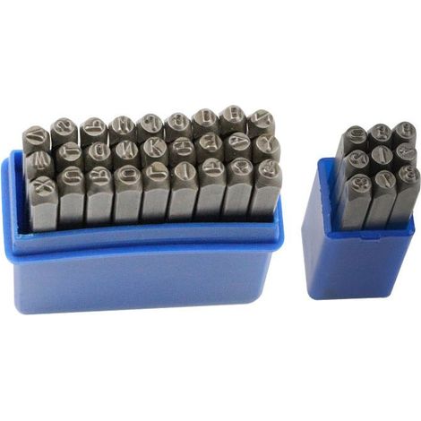 36PCS Poinçons en Métal avec Chiffres et Lettres, Lettres à Frapper Tampons Numérotés (2mm)