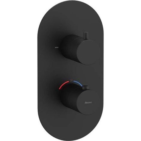 Ravak Espirit - Unterputz-Thermostatarmatur, für 2 Verbraucher, schwarz matt X070286 (1/5)