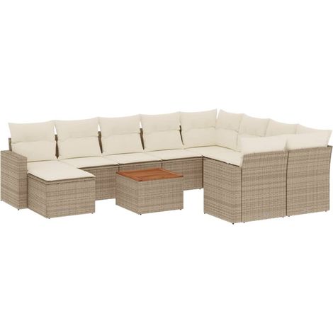 Maison Exclusive - Set de sofás de jardín 11pzas con cojines ratá (1/5)