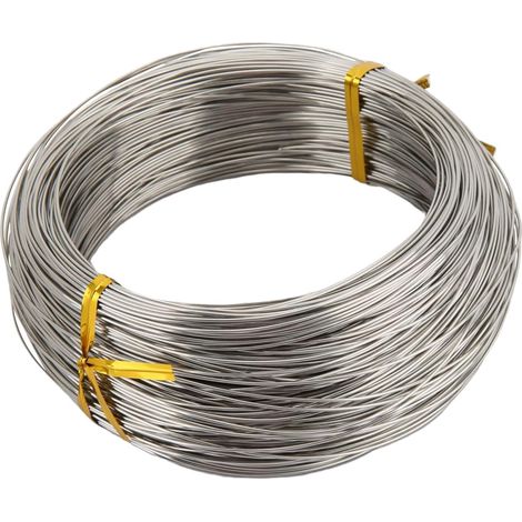 Fil en acier inoxydable - Diamètre : 0,8 mm - 100 m - Argenté - Pour bricolage et jardinage (1/5)