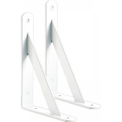 Lot de 2 supports d'étagère blancs, trépied avec barre transversale stabilisatrice, design moderne (1/5)