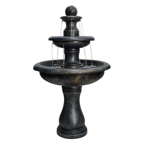 Fontaine de Jardin Moderne en Béton 115cm Extérieur avec Pompe Submersible Électrique Gris