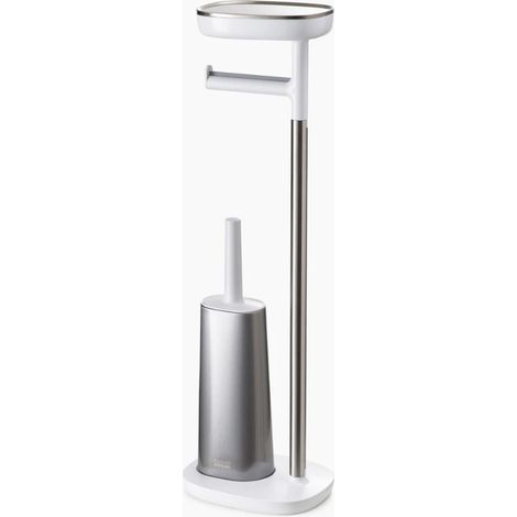 Joseph Joseph EasyStore™ Portarrollos de papel higiénico independiente con escobilla de acero flexible, acero inoxidable (70519)
