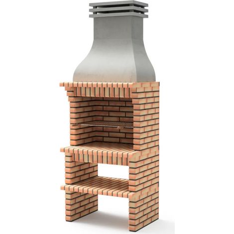 Barbecue encastrable Luxor 93 x 70 x 255 cm avec grille de 76,5 x 44 cm Barbecue en béton, brique et bois (1/5)