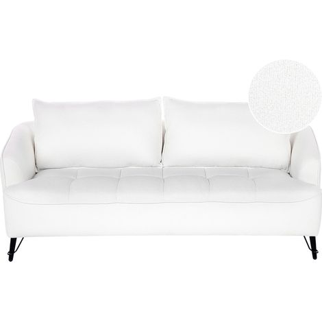 Divano Boucle a 3 posti con rivestimento in poliestere bianco Hobro