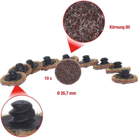 KS Tools Ersatz-Schleifpads, Ø26,7 mm, Körnung 80, 10er Pack