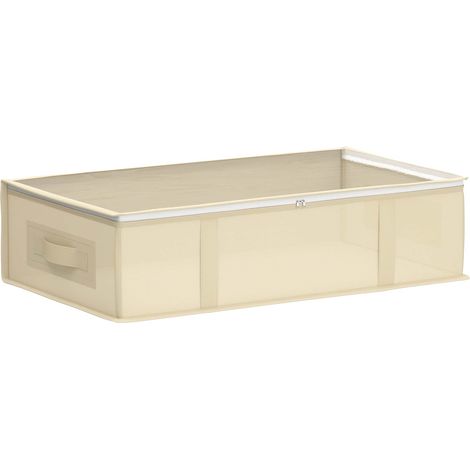 vidaXL Caja de almacenamiento con ventana superior transparente Crema (1/2)