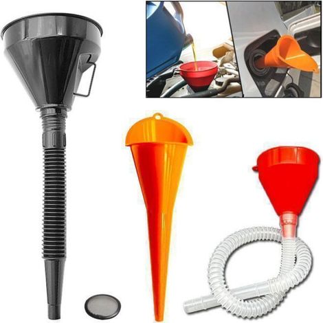 Entonnoir - PE - Pour Huile Essence Gasoil - Flexible Décalé - Lot de 3 (1/5)