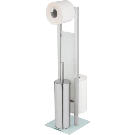 Toilettenpapierständer mit Ersatzrollenhalter und WC-Bürste RIVALTA, 3in1, WENKO