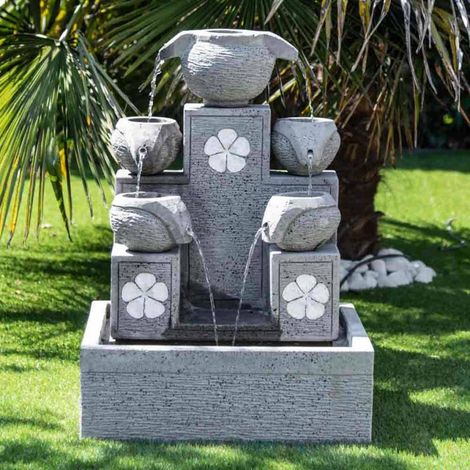 Wanda Collection – Fontaine de jardin en béton 90cm – Cascade 5 coupes – Résistante aux U.V. et gel – Alimentation en circuit fermé (1/5)
