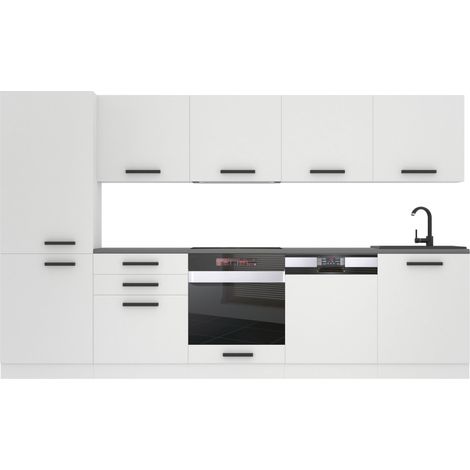 Belini Cuisine Equipee Complete Rose Muebles de Cuisine Complets - 300 cm. Cuisine Complete avec Plan de Travail, Blanc Mat (1/3)