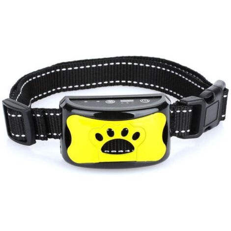 Pair Collier anti-aboiement pour chien, modes son/vibration/vibrations fortes, détection intelligente des aboiements, 7 niveaux de sensibilité, rechargeable, convient aux grands et petits chiens, jaun (1/4)