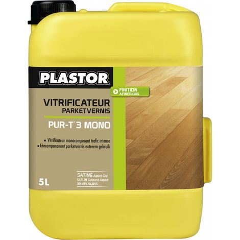 Plastor – Vitrificateur monocomposant pour parquet – 5L – Mono satin effet ciré – Durcissement rapide – Compatible sols chauffants
