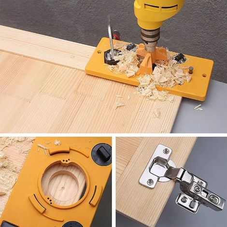 Gabarit de perçage pour charnières invisibles 35 mm réglable, en ABS et acier inoxydable, pour le travail du bois. (1/5)