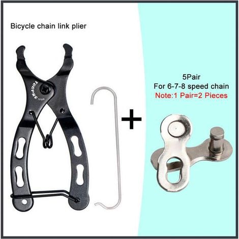 APEX Pince à chaîne de vélo en acier robuste, outil d'installation et de réparation de raccords rapides, comprend 5 paires de connecteurs de chaîne. (1/5)