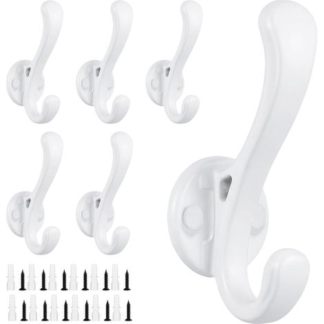 Lot De 6 Crochets Muraux À Visser Blancs En Aluminium (1/5)